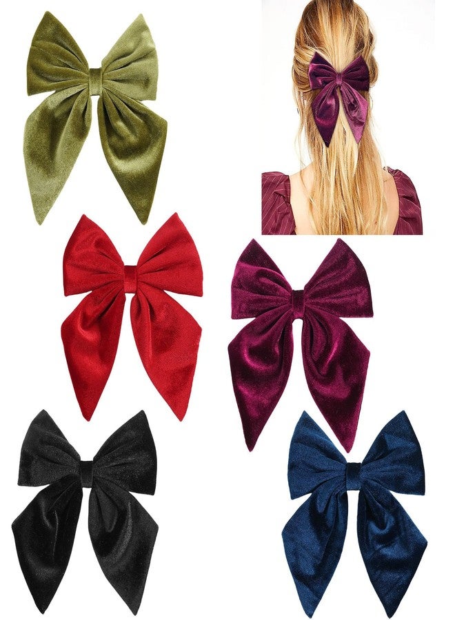 Spenlly Women Teens Girls Velvet Hair Bows Clip Kids Little Girls Hair Bow Alligator Clip Hair Barrettes Headwear Hair Accessories (Navy) - Image 3